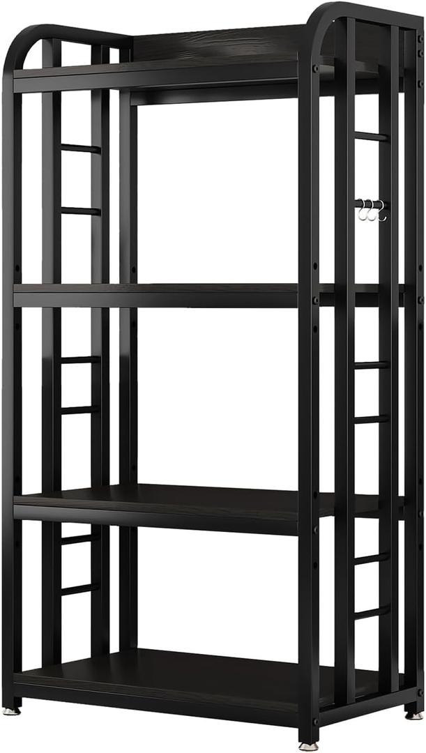 jarrvz 4 Tier Microwave Stand, Large Bakers Racks for Kitchens, Height Adjustablebakers Shelf, Coffee Bar for Living Room Black