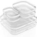 Clear Hard Shell Zipper Case 6 Pack, Clear Travel Makeup Case, Toiletry & Cosmetic Bag, Zippered Toy Storage, Make Up Organizer Pouch, Hard Plastic Toiletry Bag for Travel, 2x 14" 2x 10" 2x 8" (White)