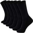 +MD 6 Pack Soft Men's and Women's Bamboo Crew Socks Smell Control Cushioned Dress Casual Socks 6 Black, Size 7-9