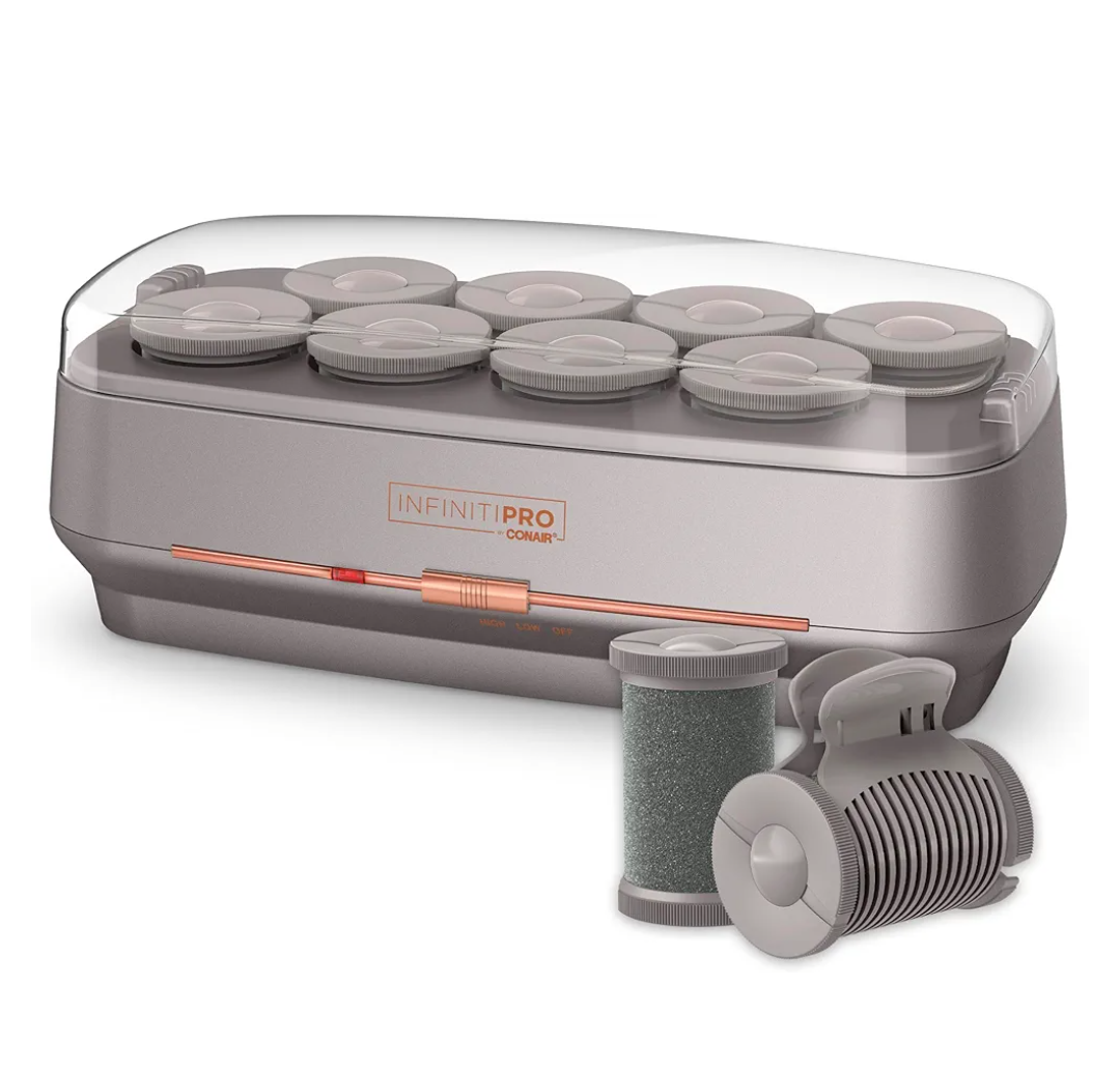 INFINITIPRO BY CONAIR Ceramic Flocked Hot Rollers for Long, Medium, and All Hair - Hair Curler - Hair Roller Clips Included - 2 inch Rollers