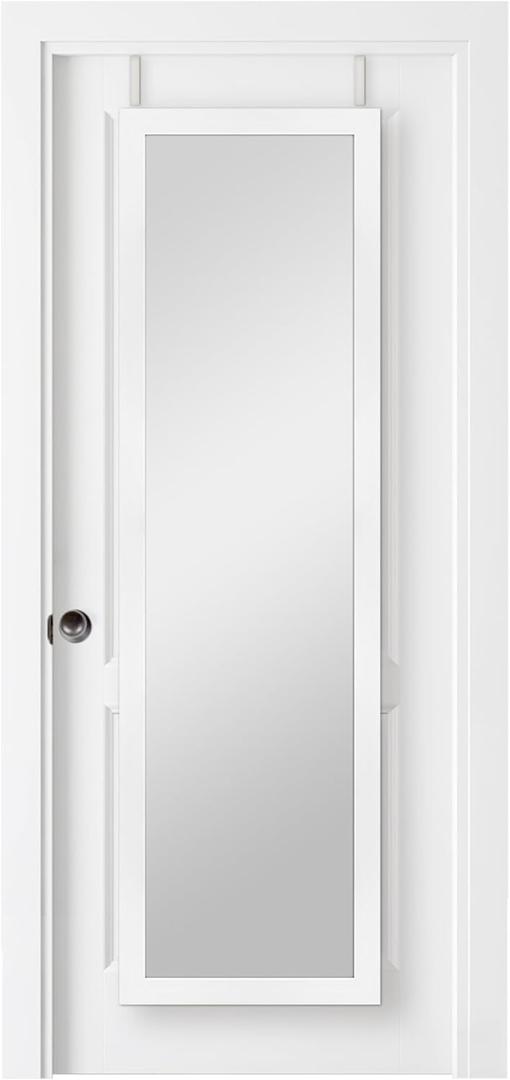 MCS 16x55 White Over The Door Mirror, Full Length Hanging Mirror for Bedroom and Bathroom Doors, No Tools Required
