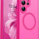 CANSHN Designed for Samsung Galaxy S25 Ultra Case (2025) [Full Camera Protection] [Compatible with Magsafe] Translucent Matte Back Protective Phone Cover, Hot Pink