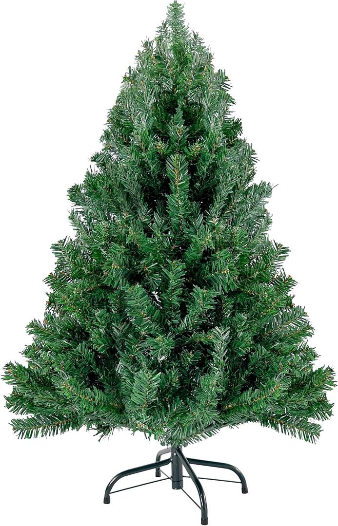 4ft Green Christmas Tree - Premium Hinged Artificial Small Christmas Tree, Canadian Fir Full Bodied 4 Feet Tree with 320 Tips, Lightweight and Easy to Assemble Holiday Dcor Tree with Metal Stand