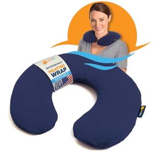 SunnyBay Microwave Heating Pad, Microwavable Heated Neck Pillow for Moist Hot Therapy, Heated Neck and Shoulder Wrap with Flax Seeds Filling and Washable Cover, 12"X12"X2", 2.5 lbs, Navy Blue