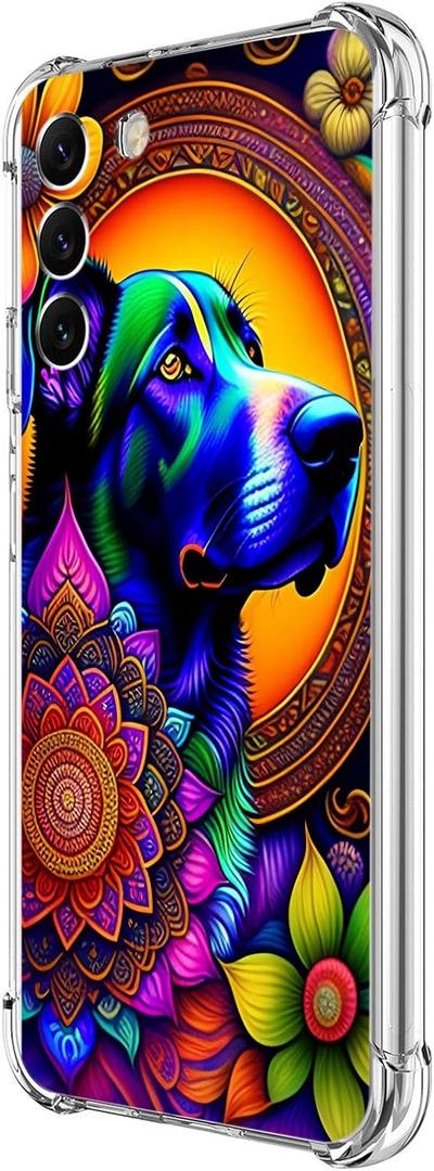 Galaxy S23 Plus Case,Colorful Mandala Dog Flower Drop Protection Shockproof Case TPU Full Body Protective Scratch-Resistant Cover for Samsung Galaxy S23 Plus/S23+
