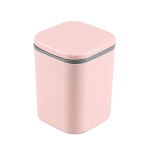 Zopnny Plastic 0.5 Gallon Tiny Countertop Trash Can, Press-Top Waste Can, Mini Desk Waste Bin (Pink)