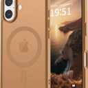 Vnnink for iPhone 16 Case,Magnetic Matte Military Grade Drop Protection Translucent Cell Phone Cover - Slim Rugged Durable Shockproof Bumper Cover-Brown