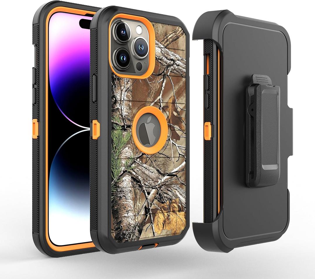 New Designed Defender Case Designed for iPhone 17 Air, Protective Stripe Defender Shockproof Hybrid Case Dual Layer Hard Cover Compatible with iPhone 17 Air (Clip+Camo Orange)