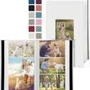 Photo Album 4x6 with 420 Pockets, Slip-in Picture Albums, Linen Cover Memory Book with Front Window, Black Page Vertical Photo Book for Wedding, Family, Anniversare, Baby, Vacation(White)