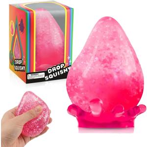 Dream Drop Stress Balls, Silicone Fidget Toys for Anxiety & Sensory Relief, Squishy Cube Drop Malt Sugar Balls, Fidgets Autism, Office & Classroom Calm Down Prizes ( Pink, 1 Pack)