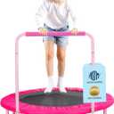 VEVOR 3FT Trampoline for Kids, 36" Trampolines Indoor/Outdoor Trampoline for Toddlers, Foldable Mini Baby Jump Toy with Foam Handle, Recreational Trampolines Birthday Gift for 3+ Years Kids (Pink)