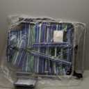 Beach Chairs for Adults Heavy Duty, Compact Portable Lay Flat Folding Chair with Backpack Straps and Large Cooler Pouch, Support to 350LBS (Stripes_Blue&Cyan)