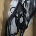 Women's Kitten Heels Sandals Flip Flops Low Heels Slip On Slides 1.8-2 Inch Heeled Square Open Toe Sandals for Women (6, Black)