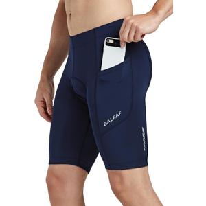 baleaf Men's Bike Shorts 3D Padded Cycling Road Biking Bicycle Riding Clothes Pockets UPF 50+ MTB Accessories Tights Dark Blue M