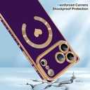 OOK Magnetic Case for iPhone 17 Pro 6.3 Inch [Wireless Charging Compatible] Soft TPU Heart Design Phone Cover with Screen Protector Shockproof Protection Slim Case for Women - Purple (Purple (NO Strap))