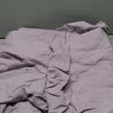 MooMee Fitted Bottom Sheet Only 100% Washed Cotton Linen Like Textured Breathable Durable Soft Comfy Deep Pocket Fits Mattress up to 17" (Light Purple, Queen)