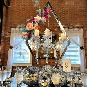 European Romantic Diamond Candle Holder, Metal Creative Wedding Table Decor for Western Food, Party, and Wedding Props (Silver, 4PCS)