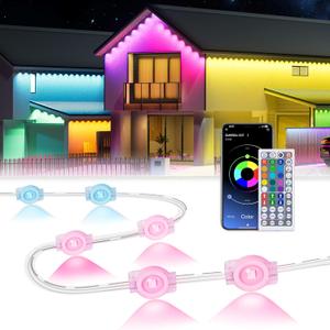MuliVid 300Ft Permanent Outdoor Lights,Smart RGB Outdoor Lights with Remote APP Control, IP67 Waterproof Outside Light for House for Daily, Garden, TV Backlights, Christmas Decor