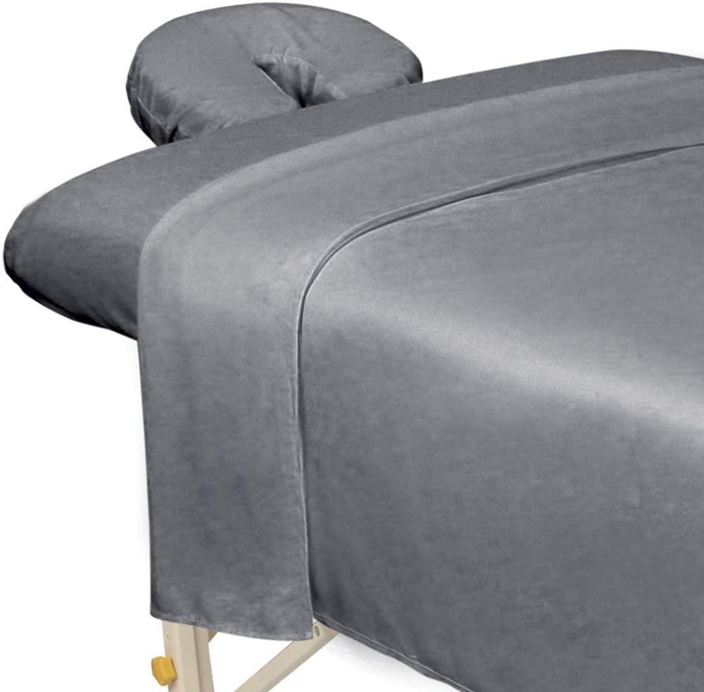 ForPro Professional Collection Premium Microfiber 3-Piece Massage Sheet Set, Cool Grey, Ultra-Light, Stain, and Wrinkle-Resistant, Includes Flat, Fitted Sheet and Massage Face Rest Cover