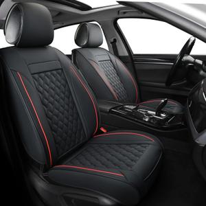 Car Seat Covers Full Set,Universal Fit for Most Cars,SUV,Sedans and Pick-up Trucks,Automotive Vehicle Faux Leather Cushion Covers for 5 Passenger Cars(Full Set,Black/Red)