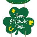 St Patricks Day Decorations Happy St Patricks Day Wreath Door Decorations Wooden Wreaths for Front Door Hanger Leprechaun Top Hat Irish Hanging Sign Decor for Porch Wall Indoor Home Decor