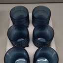 FayuuGem Hobnail Drinking Glasses, 6 Highball Glasses 15 Oz, Embossed Old Fashioned Glassware for Water, Wine, Beer, Juice, Mixed Drinkware (Cornflower Blue)