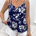 MakeMeChic Women's Plus Size Camisole Floral Print Spaghetti Strap Sleeveless Cami Top (XL)
