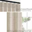 PleatedDrapes Natural Extra Wide 70 x 96 Inch Privacy Curtains That Let Light in for Sliding Glass Doors, Neutral Memory Trained Pinch Pleat Linen Semi Sheer Drapes 8 FT Kids Room Light-Filtering Burg
