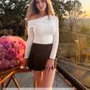 ZESICA Women's Long Sleeve Floral Tops Cowl Neck Slim Fit Going Out Shirts 2026 Spring Fashion Outfits Clothes White X-Large