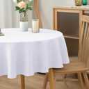 Biscaynebay Textured Fabric Round Tablecloths 70" for Round Tables diameters from 30" to 58", White Water Resistant Folding Table Covers Washable for Dining, Kitchen, Wedding, Parties etc