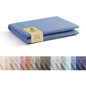 Linen Home 100% Cotton Percale 1 Flat Sheet, Full Size - Crisp, Cool and Strong Bed Linen, Luxury Breathable Sheet, Baby Blue