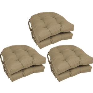 Blazing Needles 16-inch Rounded Back Tufted Twill Chair Cushion, 16 x 16, Toffee 6 Count