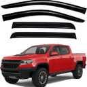 Lightronic Extra Durable Outside-Mount Auto Vent Window Visor, Fits 2015-2022 Chevrolet Colorado & GMC Canyon, Crew Cab Pickup, UV Protection Rain Guard, Original Wind Deflector, Dark Smoke, 4-Pcs