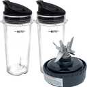 Replacement Parts 6 Fins Blade Assembly with 2 cups, Compatible with Ninja Blender BL201/BL200/BL201C/BL209/BL203QBK