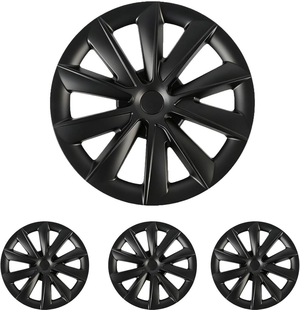 Tesla Model 3 Wheel Cover,Blade Style Wheel Hub Capss,Hubcaps 18 inch,Matte Black ABS Symmetry Design Compatible with Tesla Model 3 2017-2023 18 Aero Wheel