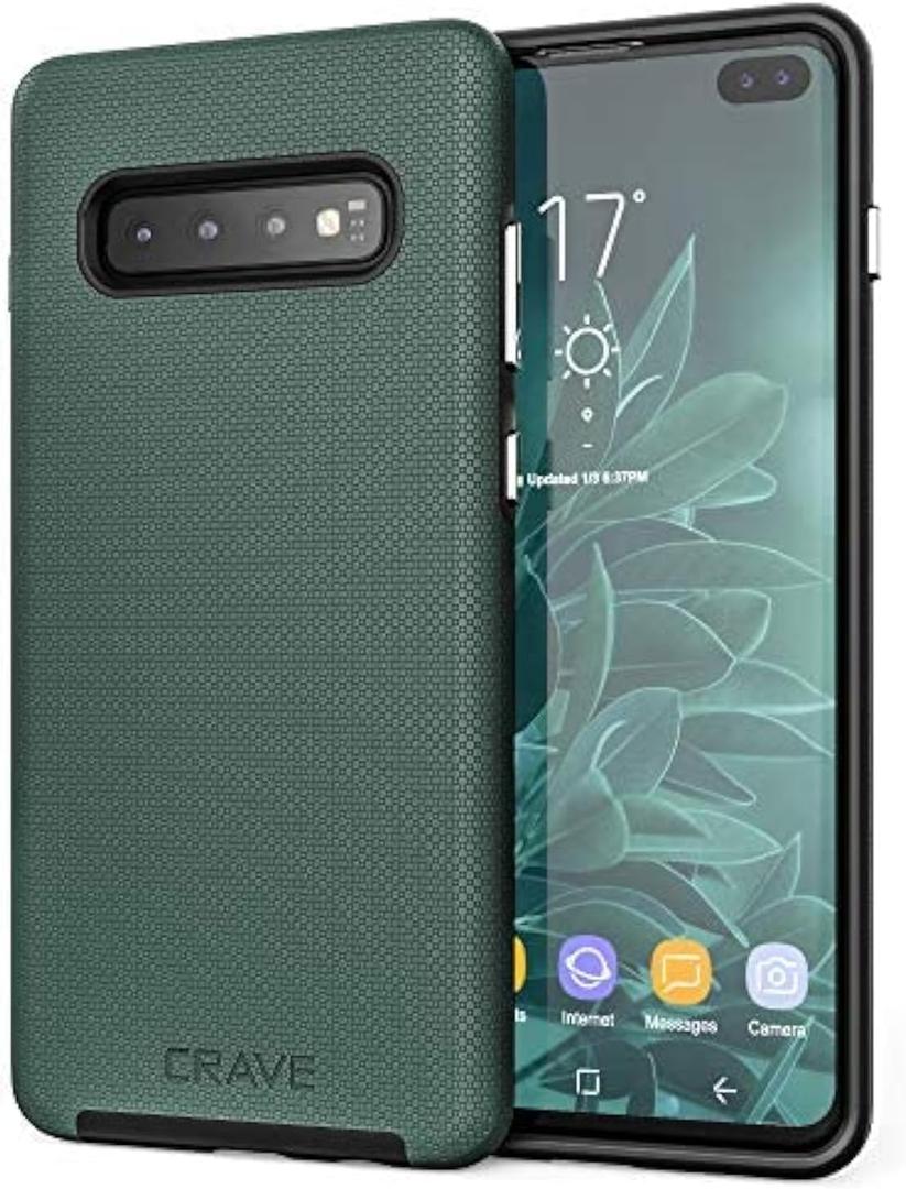 Crave Dual Guard for Galaxy S10+ Case, Shockproof Protection Dual Layer Case for Samsung Galaxy S10+, S10 Plus (6.4 inch) - Forest Green