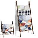 Delywh 6-Tier Wide Double Blanket Ladder Wood, Rustic Decorative Towel Rack for Big Blanket, Towel, Quilt, Clothes, Freestanding Blanket Holder Towel Ladder Decor Stand for Living Room, Bedroom, Brown