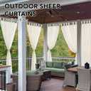 Deconovo Outdoor Sheer Curtains for Patio, Waterproof Voile Curtain Panels, Light Filtering Privacy Drapes for Pergola Gazebo Balcony, Indoor Outdoor Use, Back Tab（Beige, 54x96 Inch, 2 Panels)