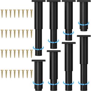Wlrrcwdttc Metal Adjustable Furniture Legs 5.12-9.45 inch, Sofa Legs Cabinet Legs Adjustable Height Replacement Support Legs for Bed/Couch/Dresser/Chair/Coffee Table,Legs for Furniture Set of 8-Black