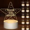 Sumind 10 Pcs Thank You Gifts in Bulk Valentines Gifts for Teacher Employee Coworker Appreciation Acrylic Night Light LED Engraved Lamp with Base for Volunteer Team Staff Social Work Medical Assistant