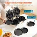 2-in-1 Double Waffle & Pancake Maker - CACHOO Mini 4" Nonstick Waffle Iron & Small Round Griddle with 4 Removable Plate Sets, Dishwasher Safe, Perfect for Small Spaces, Apartments & Dorms, Beige