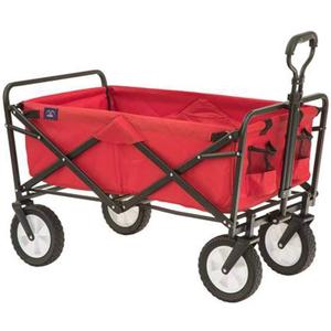Mac Sports Heavy Duty Steel Frame Collapsible Folding 150 Pound Capacity Outdoor Camping Garden Utility Wagon Yard Cart, Red
