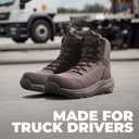 NORTIV 8 Men's Composite Toe Work Boots 8'' Lightweight ASTM F2412-24 & ASTM F2913-24 Safety Boots with Side Zipper for Construction & Warehouse, Metrostrike-Nano (9.5, Brown)