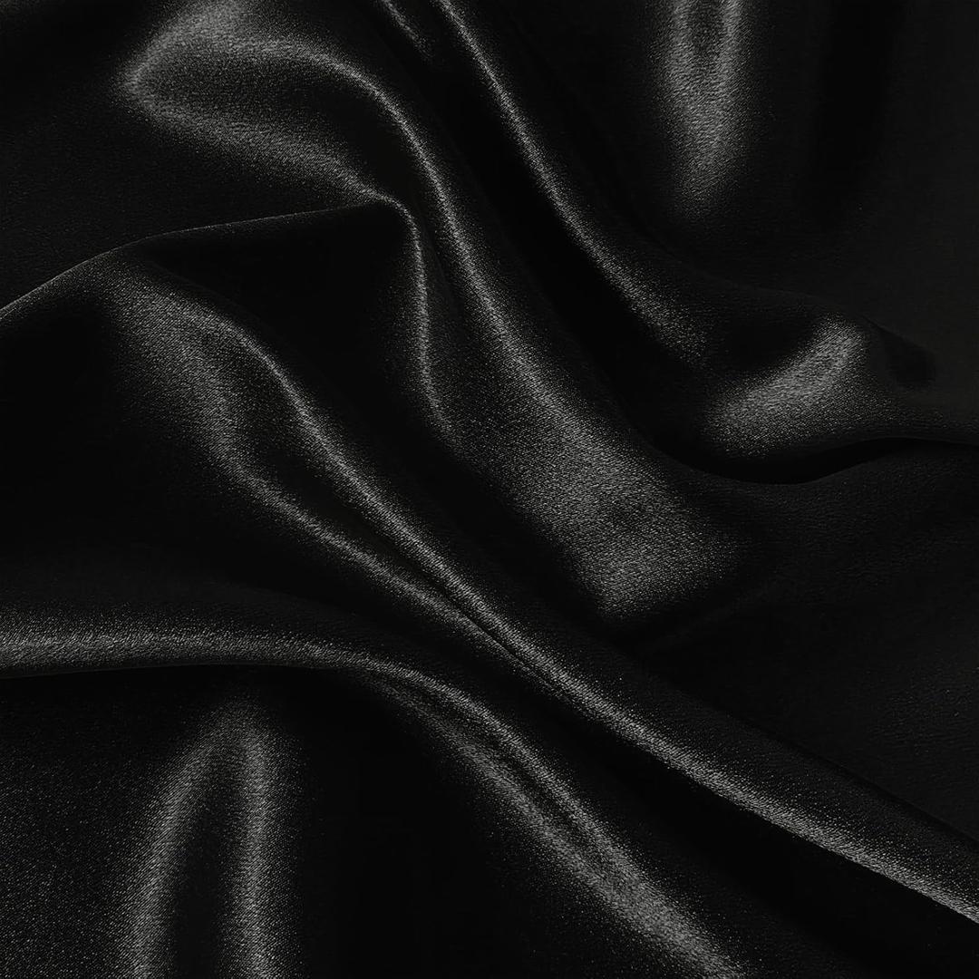 RUDONG M Satin Photography Backdrop 3.3x2.5ft - Wrinkle-Free Silky Fabric Background for Jewelry/Cosmetics/Flat Lay/Studio, Black Backdrop Cloth (100x75cm)