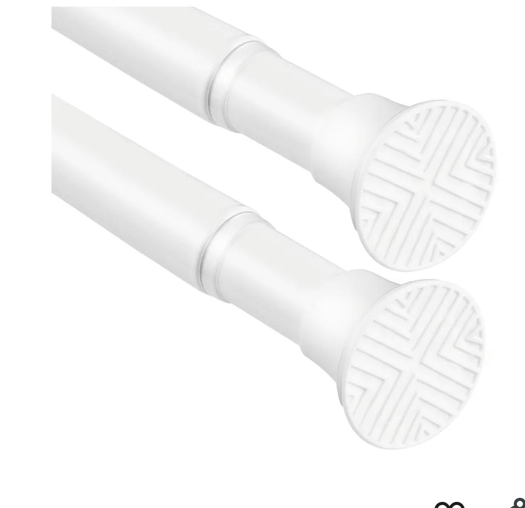 2 Pack White Spring Tension Curtain Rods 23-46 Inch Adjustable Expandable Spring Loaded Curtain Rods No Drilling Suitable for Small Short Tension Rods 23-34 Inch Doors windows closet