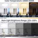 23 Inch Flush Mount Ceiling Light with Night Light, 54W 5400LM, Dimmable LED Ceiling Lights Fixture with Remote Control, 3000K/4000K/6500K Selectable, Slim Bright Bedroom Light Fixture, Round White
