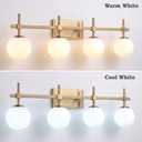 URSOLA 4 Lights 30" Bathroom Vanity Light Fixtures, Antique Brass Mid Century Modern Vanity Light with Opal Globe Glass Shades, G9 Socket, Bathroom Light Fixtures Over Mirror for Bathroom