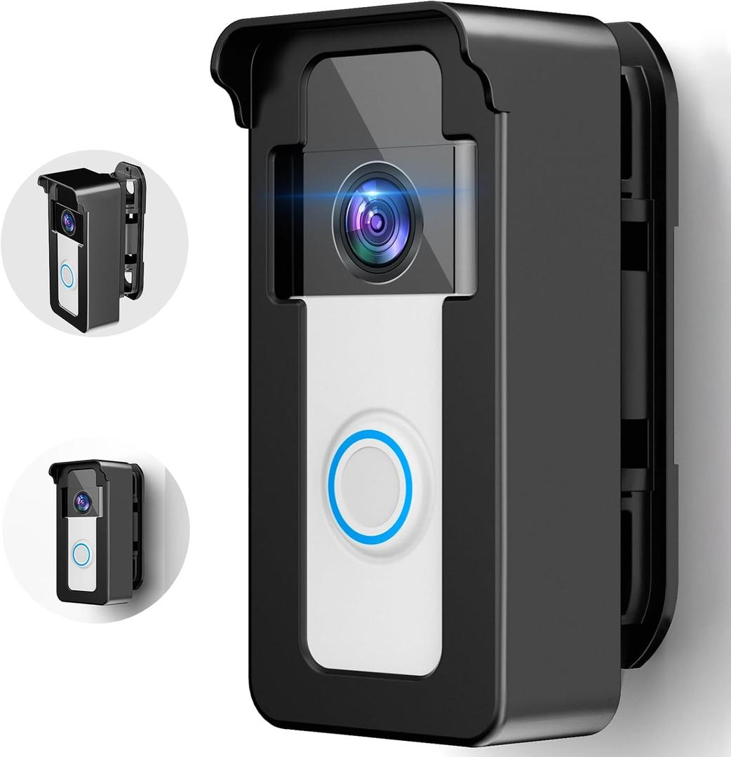 Anti-Theft Video Doorbell Angle Mount, 45 to 135 Degree Adjustable Ring Camera Holder Doorbell Door Mount for Apartment, Compatible with Ring/Blink Video Doorbell 4 3 Plus 2 1 Pro 2 (Black)