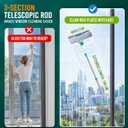 ORIXA U Shaped Window Cleaner for Outside Windows, Extendable Telescopic Pole with Rotatable Squeegee Head, Clean Exterior Glass from Inside, 2 Reusable Microfiber Cloths