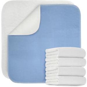 Gogreen Waterproof Reusable Underpads, 18" x 24" (Pack of 4), 4-Layer Heavy Absorbency & Quilted Washable Pads for Kid, Adult, Elderly, and Pet, Bedwetting Incontinence Pad for Bed, Sofa, Floor